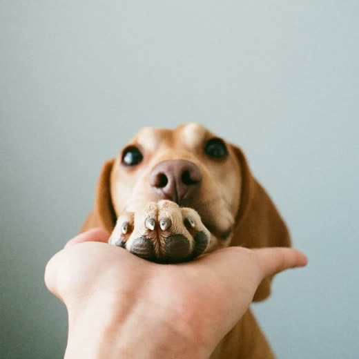 A dog's paw with freshly clipped nails held in a hand